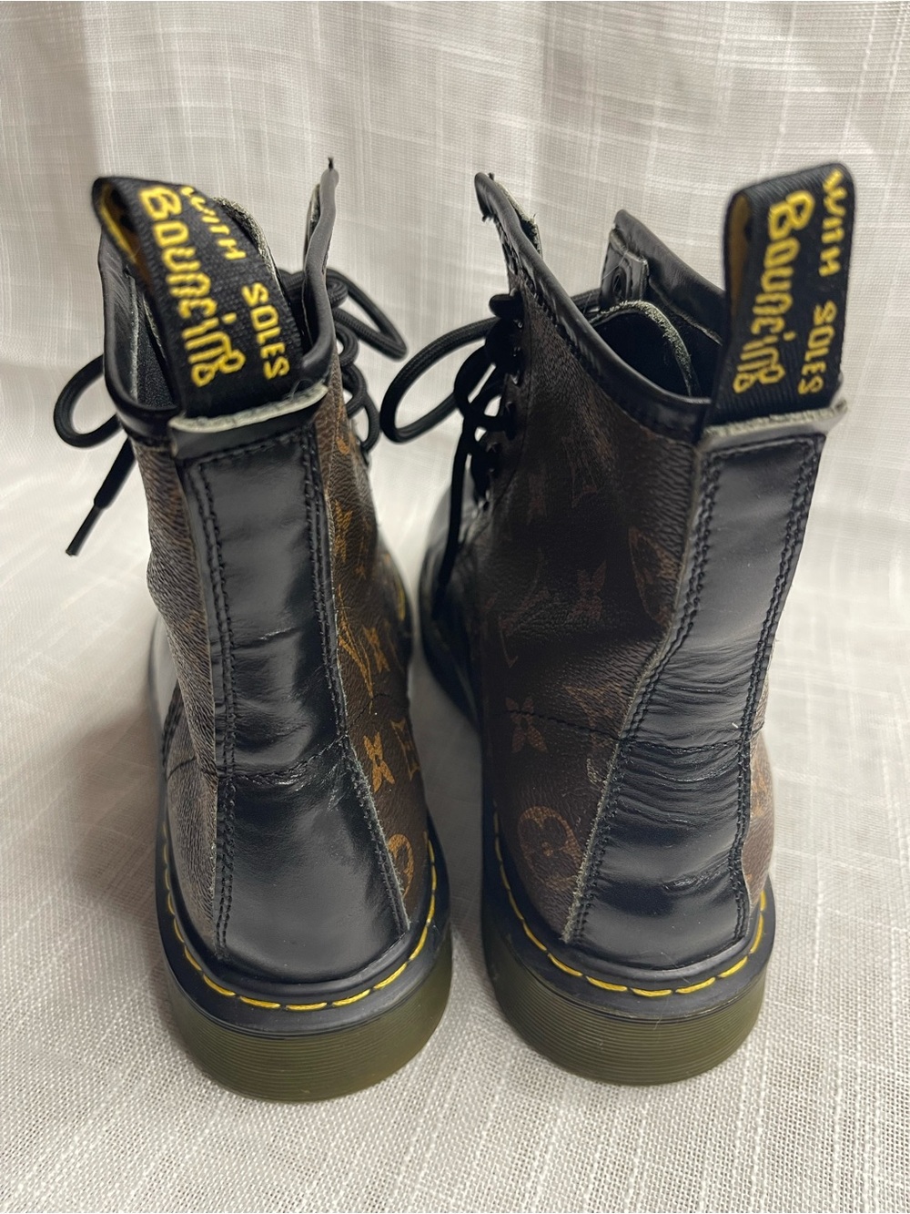 Dr. Martens Black Leather 1460 Louis Vuitton Leather Custom Boots - Picture 4 of 15